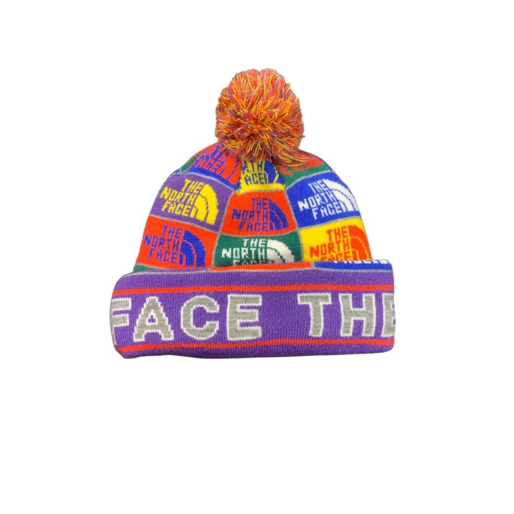 The North Face Logo Pom Beanie Multicolor Knit Winter Hat Unisex OS Gorpcore - Picture 2 of 3